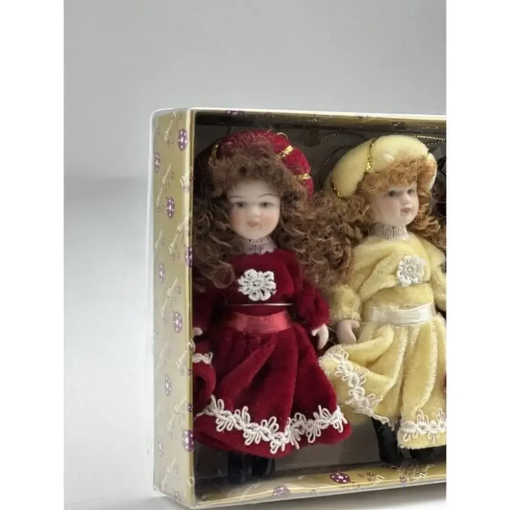 Dillards Doll Ornaments Set Of 6 Vintage Trimmings Victorian‎ Porcelain